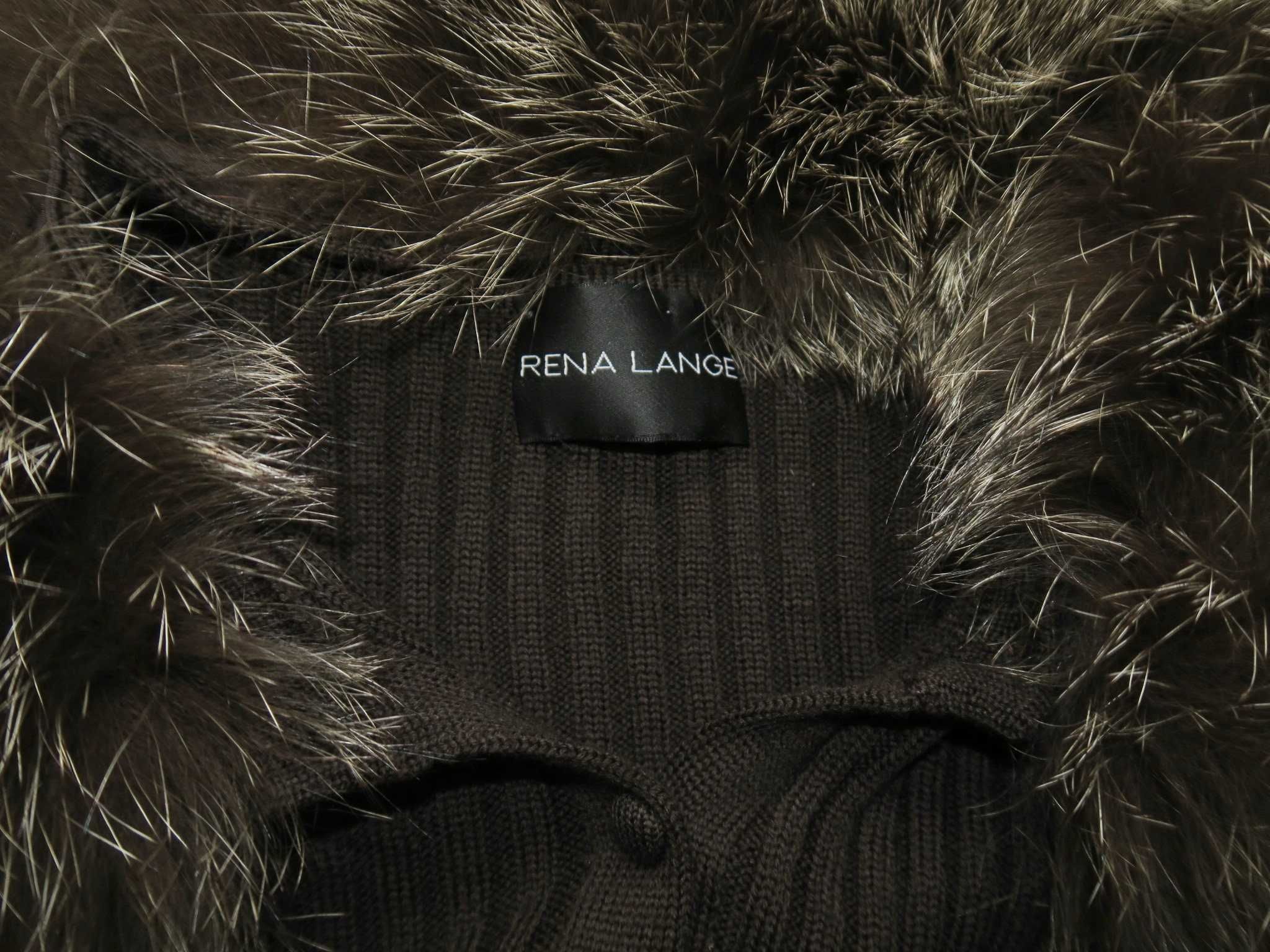 Rena Lange wełniany sweter z lisem kardigan L/XL kaszmir kaszmirowy