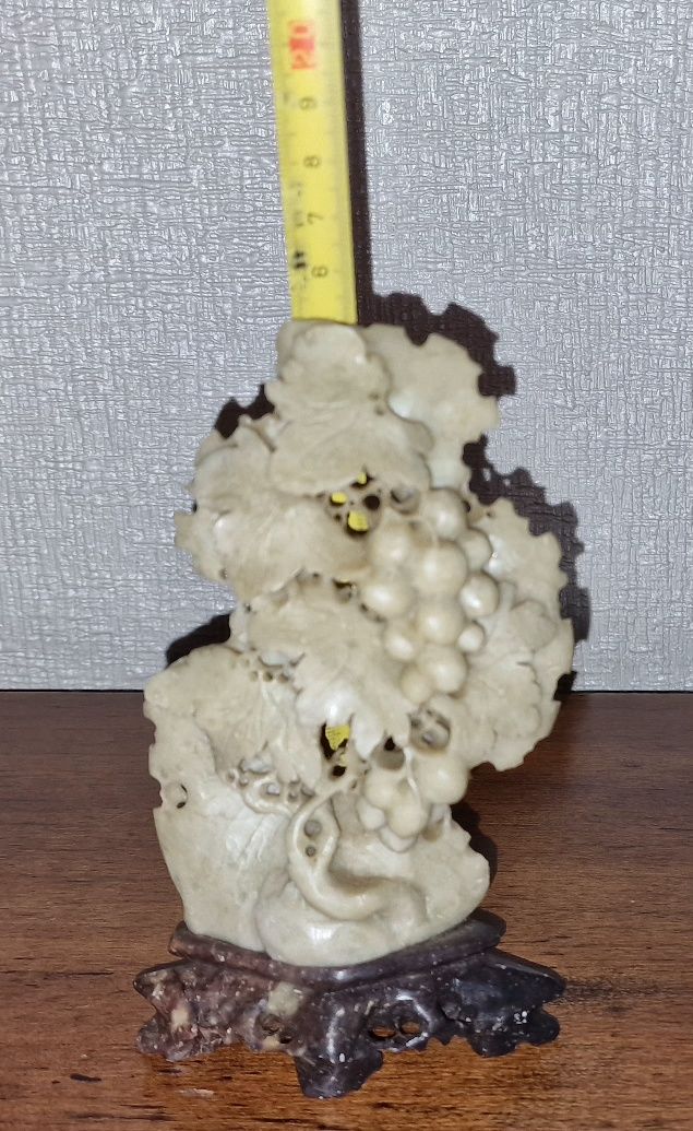 Escultura de Videira esculpida em Pedra Sabão Vintage China Handmade