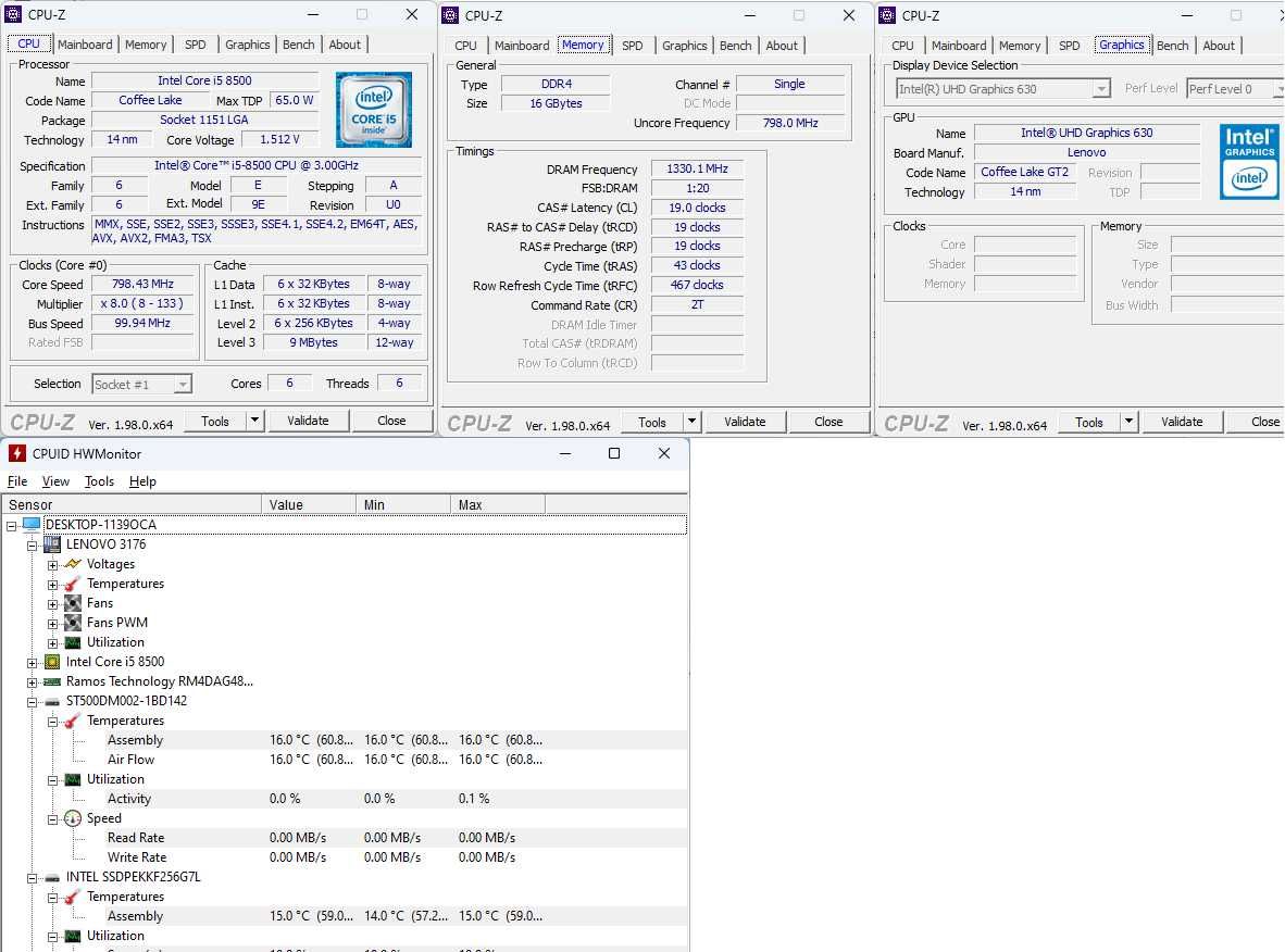 Komputer stacjonarny Lenovo U530 I5 8500 SSD256GB+HDD 16BRAM Gwarancja