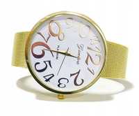 Nowoczesny Zegarek Geneva Bransoletka Złota NOWOŚĆ + GRATIS