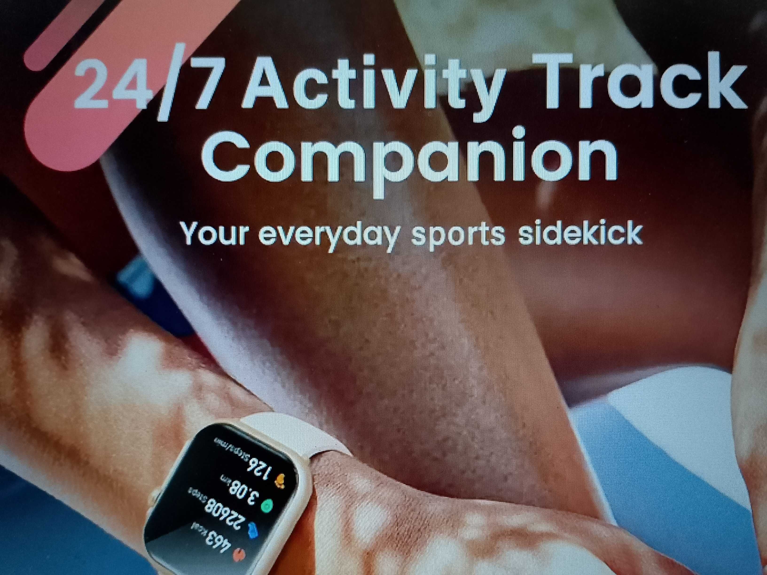 Smartwatch Fitness Tracker srebrny z akumulatorem 1000 mAh na 100 dni.