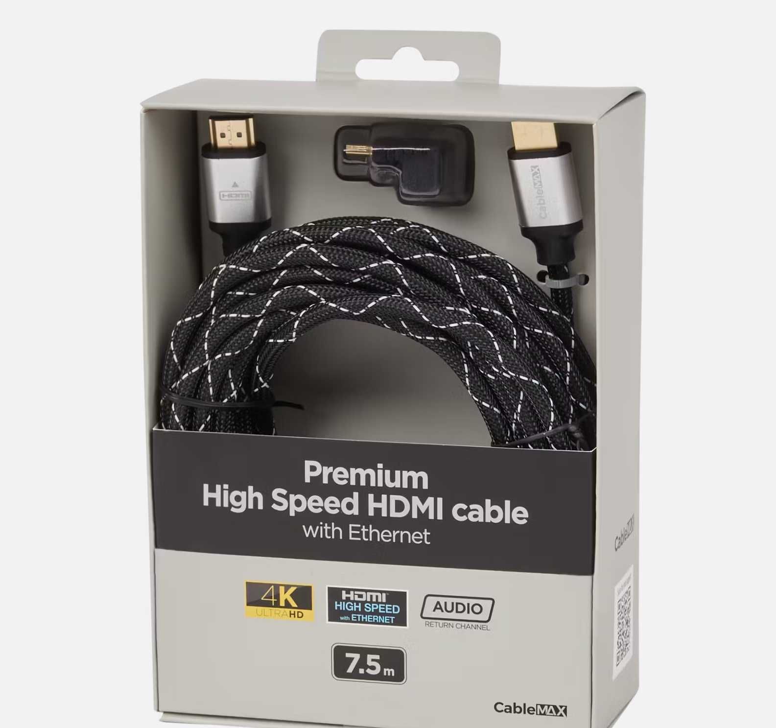 Nowy Kabel HDMI 7.5m Premium Oplot + Adapter Kątowy 4K 3D Szybki Mocny