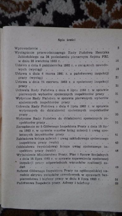 Związki Zawodowe, Społeczna inspekcja pracy, Akty pracy i materiały