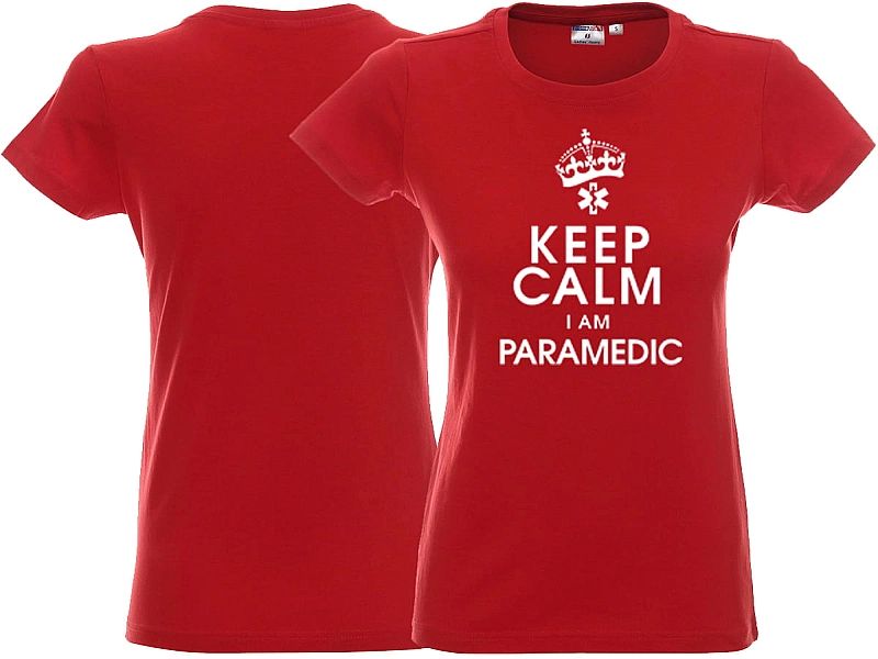 Koszulka damska KEEP CALM I AM PARAMEDIC czerwona (XXL)