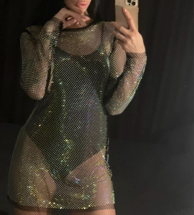 Платье в стразах сетка