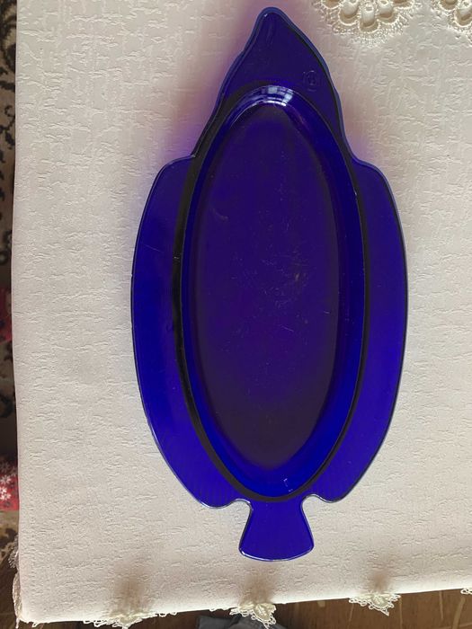 Селедочница, блюдо для рыбы синего стекла 50-х годов