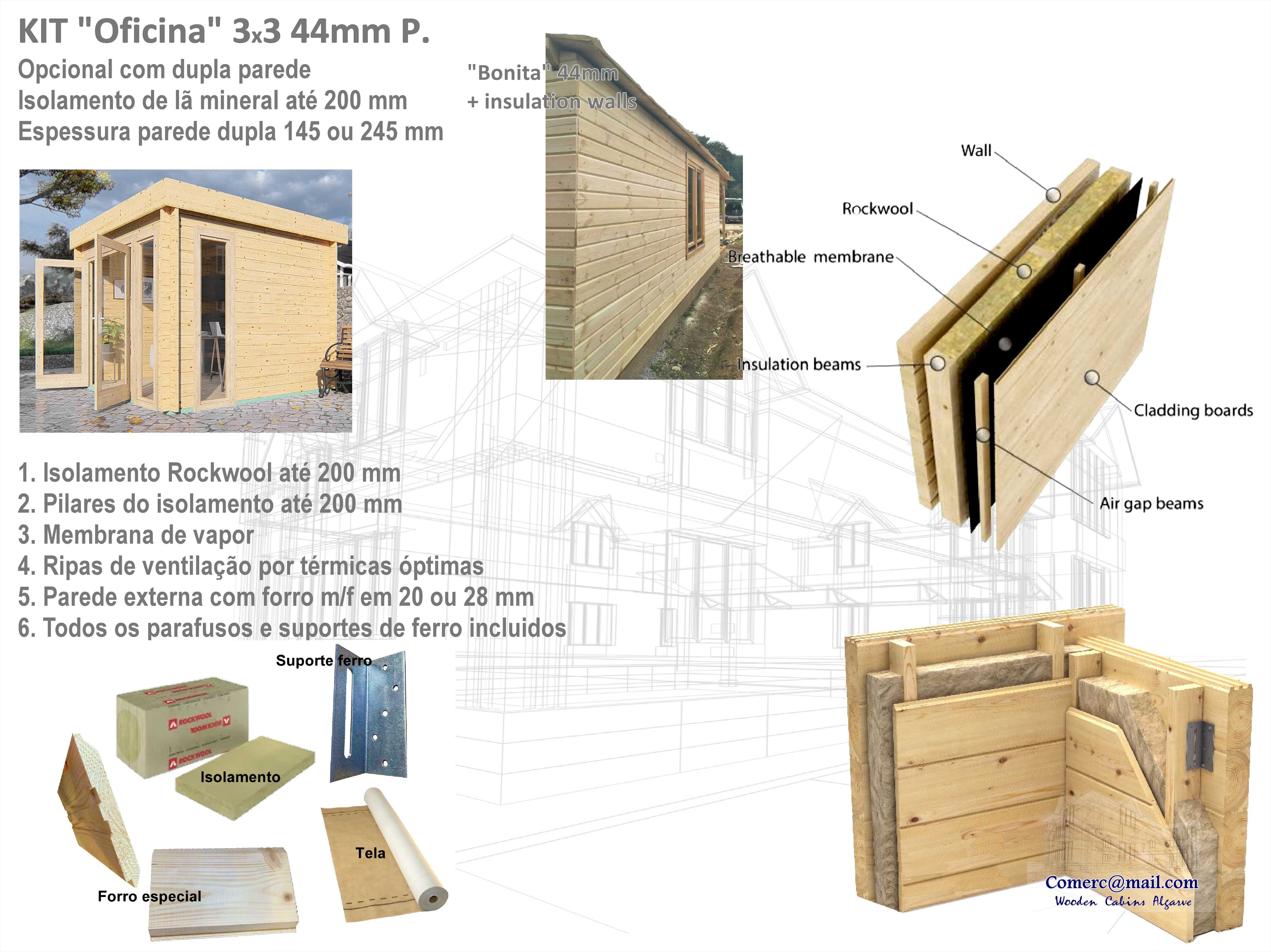 KIT casa madeira "Oficina" 44 área coberta 9.9m²..   ;-)