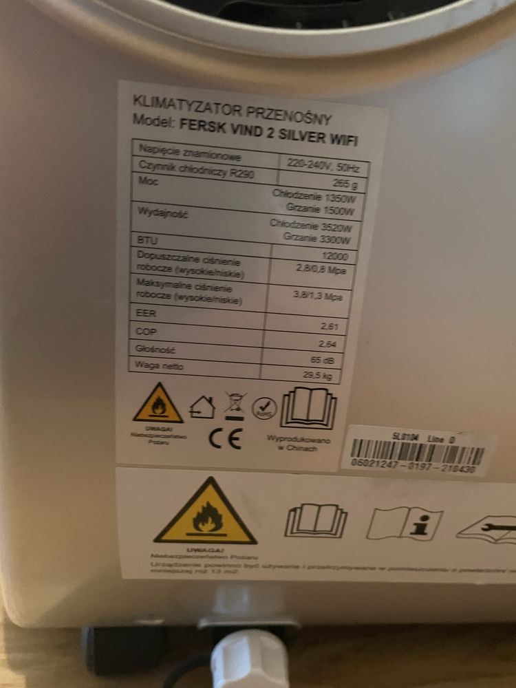 Klimatyzator przenośny FERSK VIND 2 wifi  srebrny
