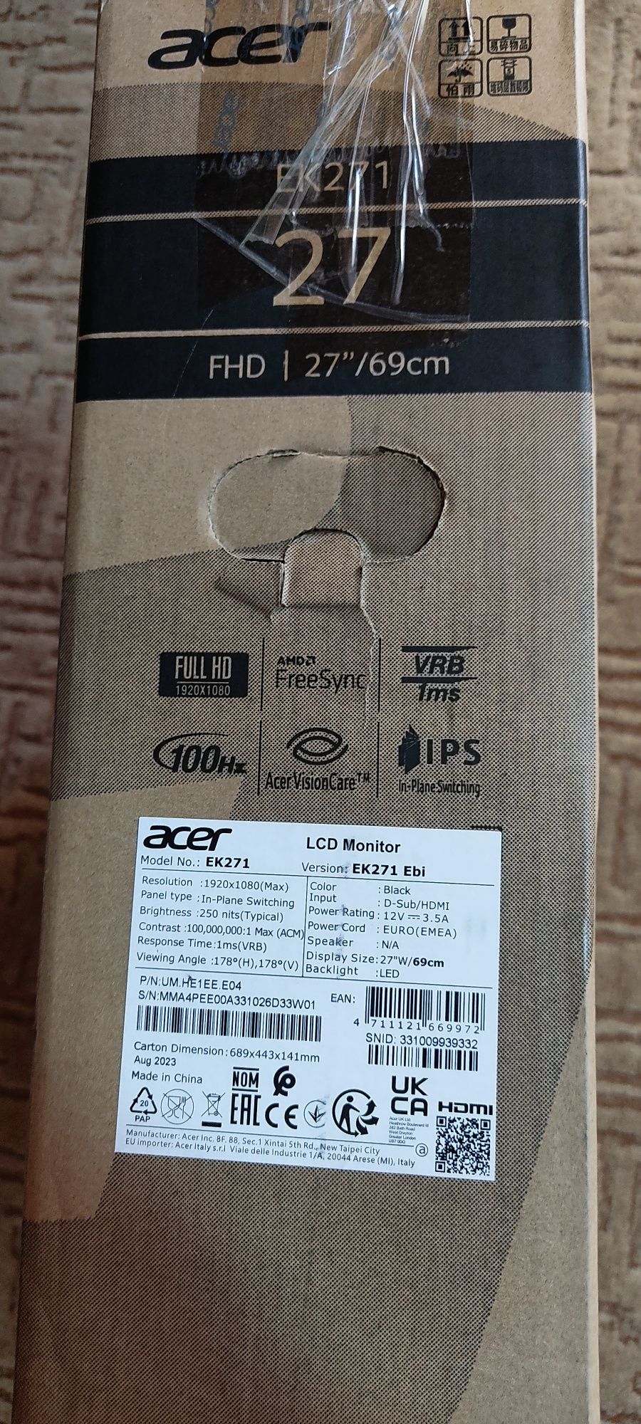 Монитор acer ek271ebi