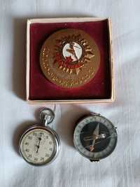 Армейский секундомер,компас,значек отличник ГТО,