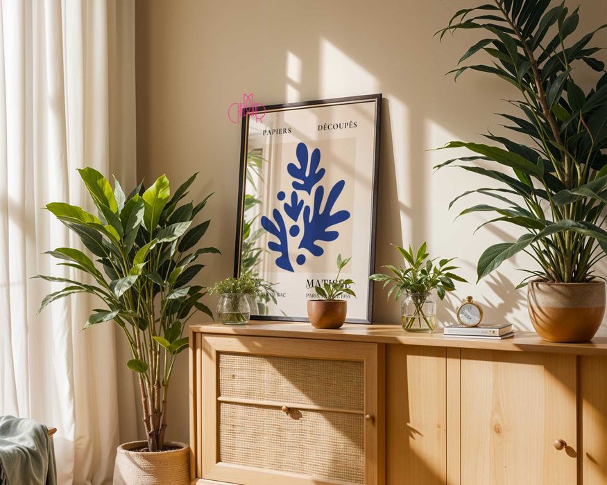 Plakat Matisse, niebieski wycinki papieru, 30x40