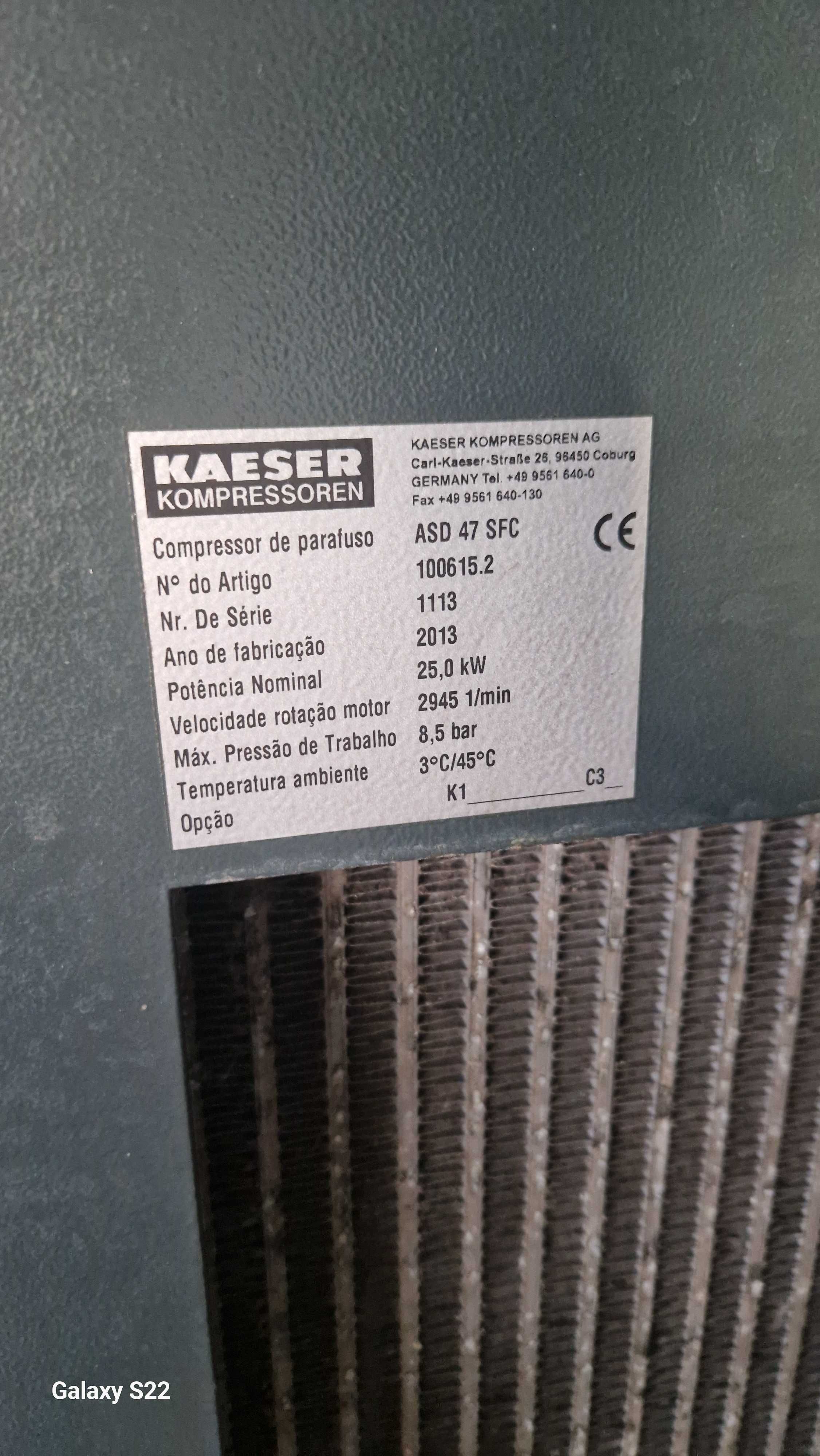 Compressor parafuso 25 KW Kaeser