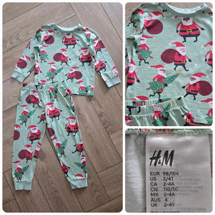 Piżama dwuczęściowa świąteczna rozm. 98/104, H&M, Święty Mikołaj