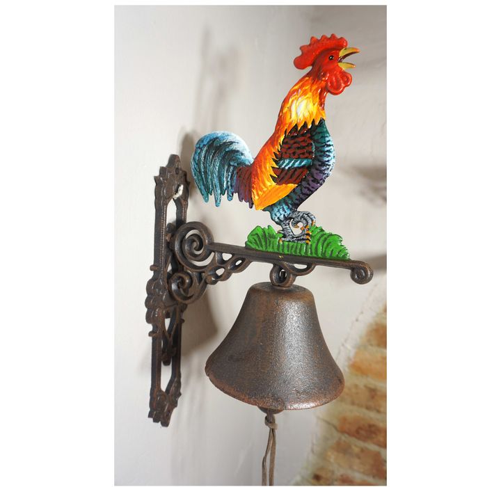 PIĘKNY żeliwny dzwonek kogut