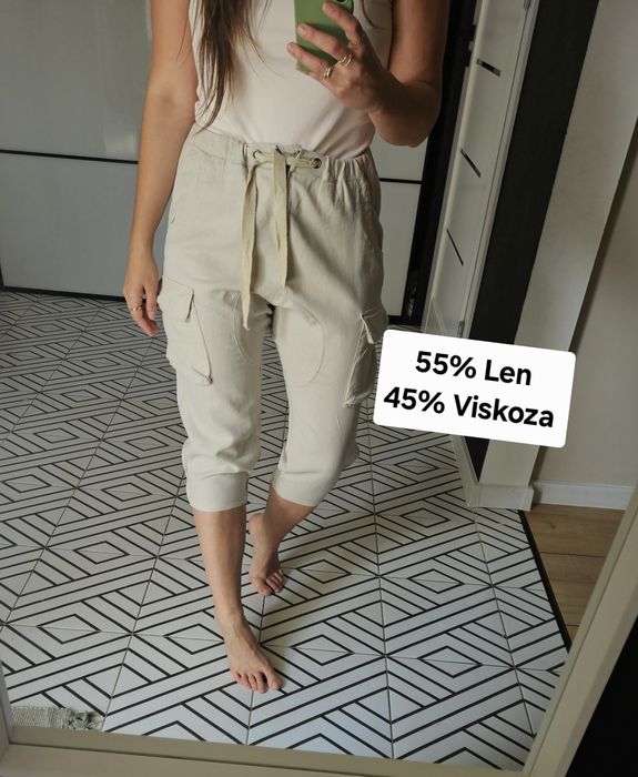 Letnie.Spodnie Damskie Cargo Linen Blend Vero Moda
