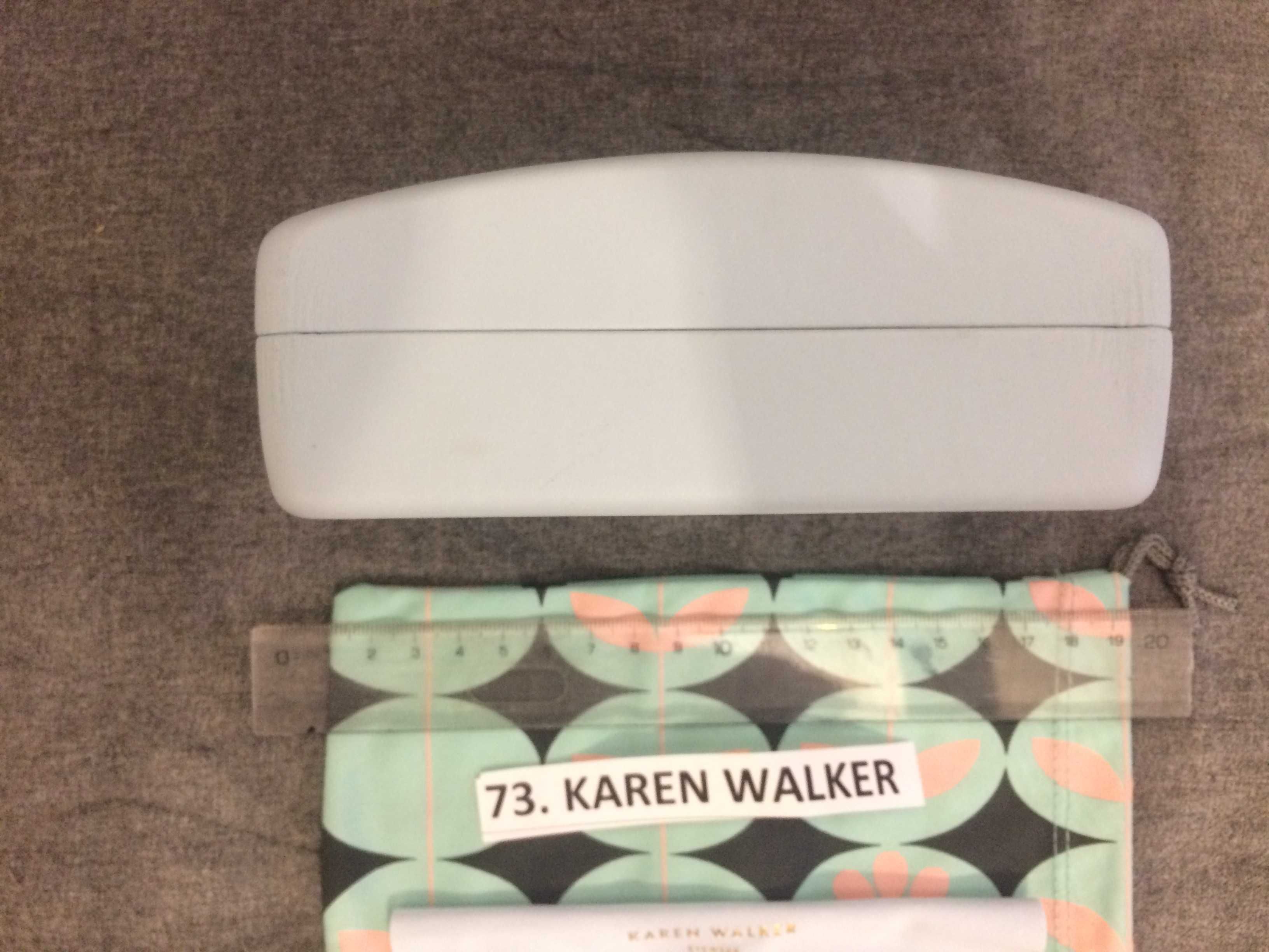 KAREN WALKER or. twarde etui na okulary, NOWE, worek, chustka negocjuj