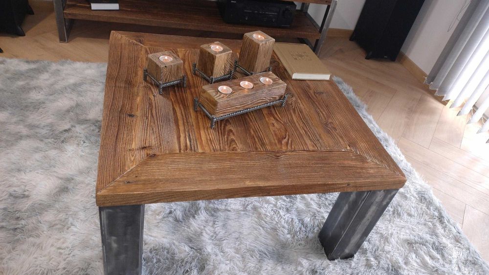 zestaw świeczników loft , stare drewno , darmowa dostawa