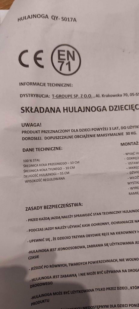 Składana hulajnoga dziecięca 2- kołowa