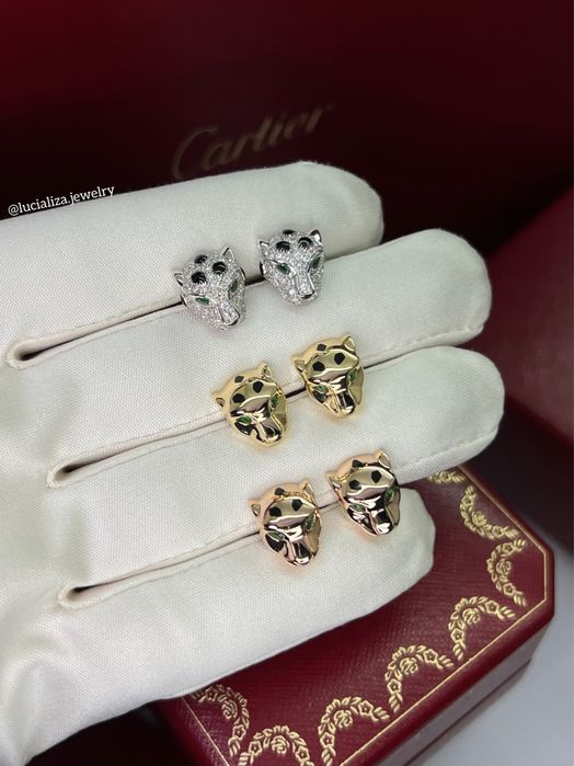 Золотые Серьги в стиле Cartier Panthère с бриллиантами 0.61ct