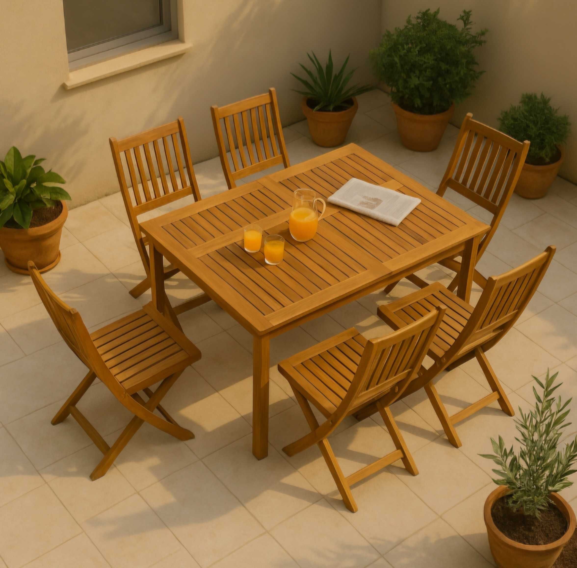 Conjunto mesa e 6 cadeiras de jardim