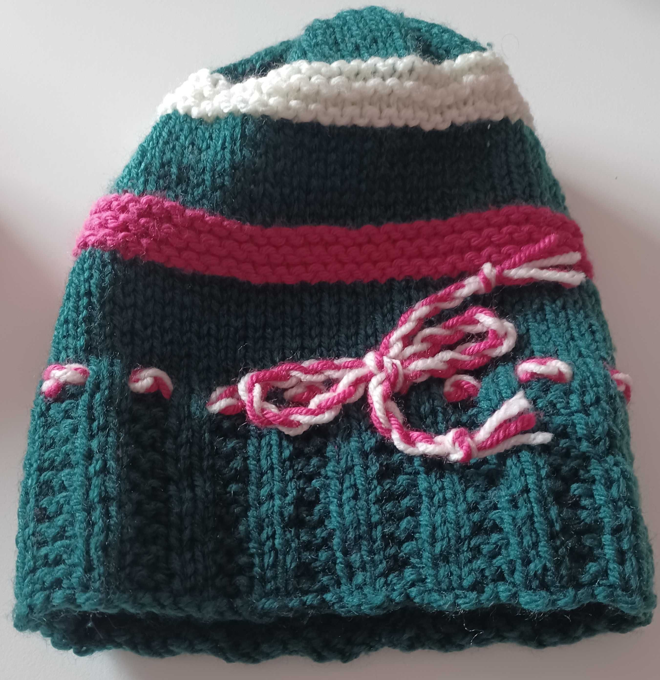 2 Gorros lã - Verde & Fucsia - Menina - 4/5 anos - Como novos