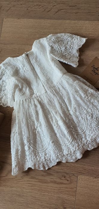 Urocza sukienka BOHO z dodatkami do chrztu Sophie Design Holly 62/68