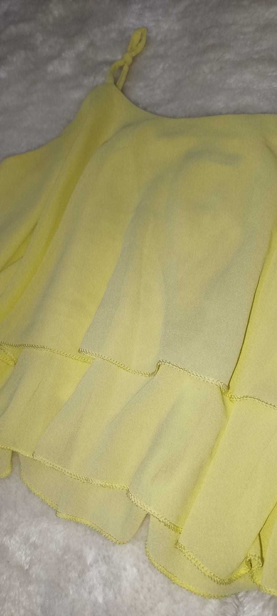 Top folhos amarelo S