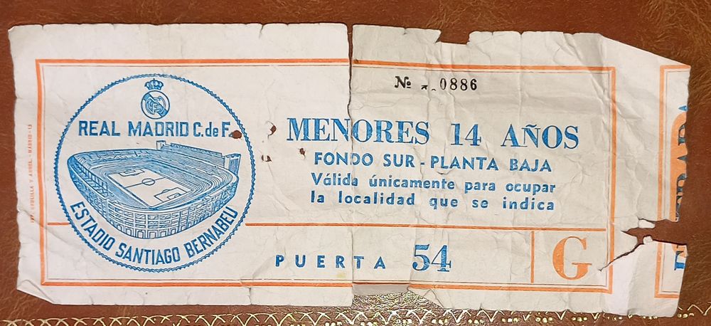 Bilhete de futebol, jogo Real Madrid Porto, 1979
