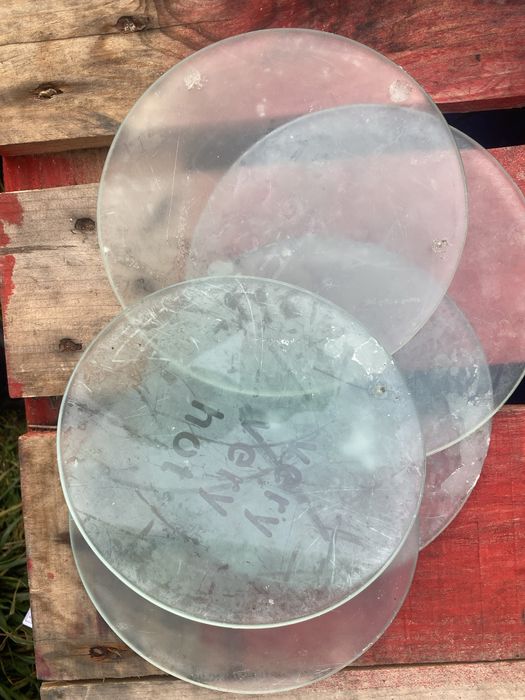 5 żaroodporne grube szklane podkładki pod gorace danie napis very hot