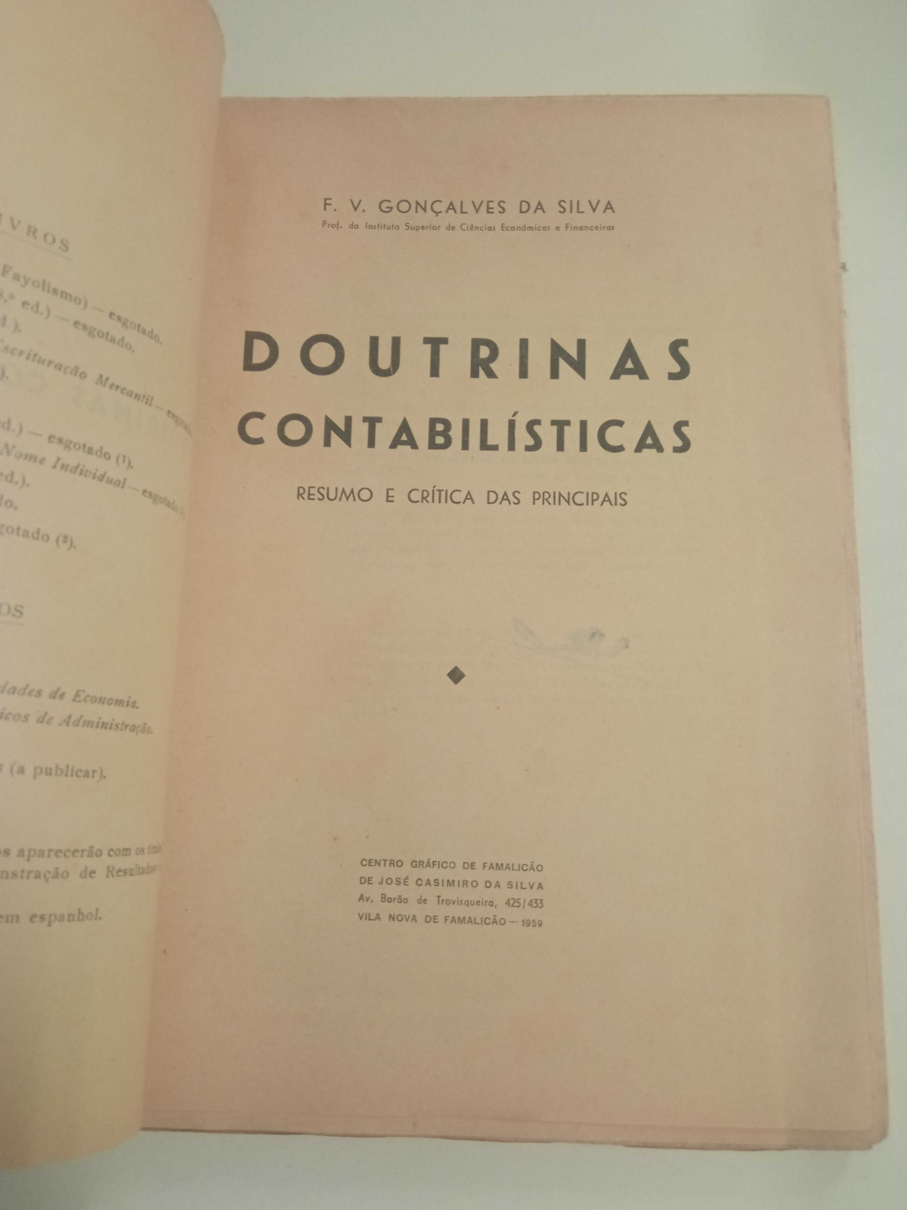 Doutrinas Contabilísticas, de Gonçalves da Silva