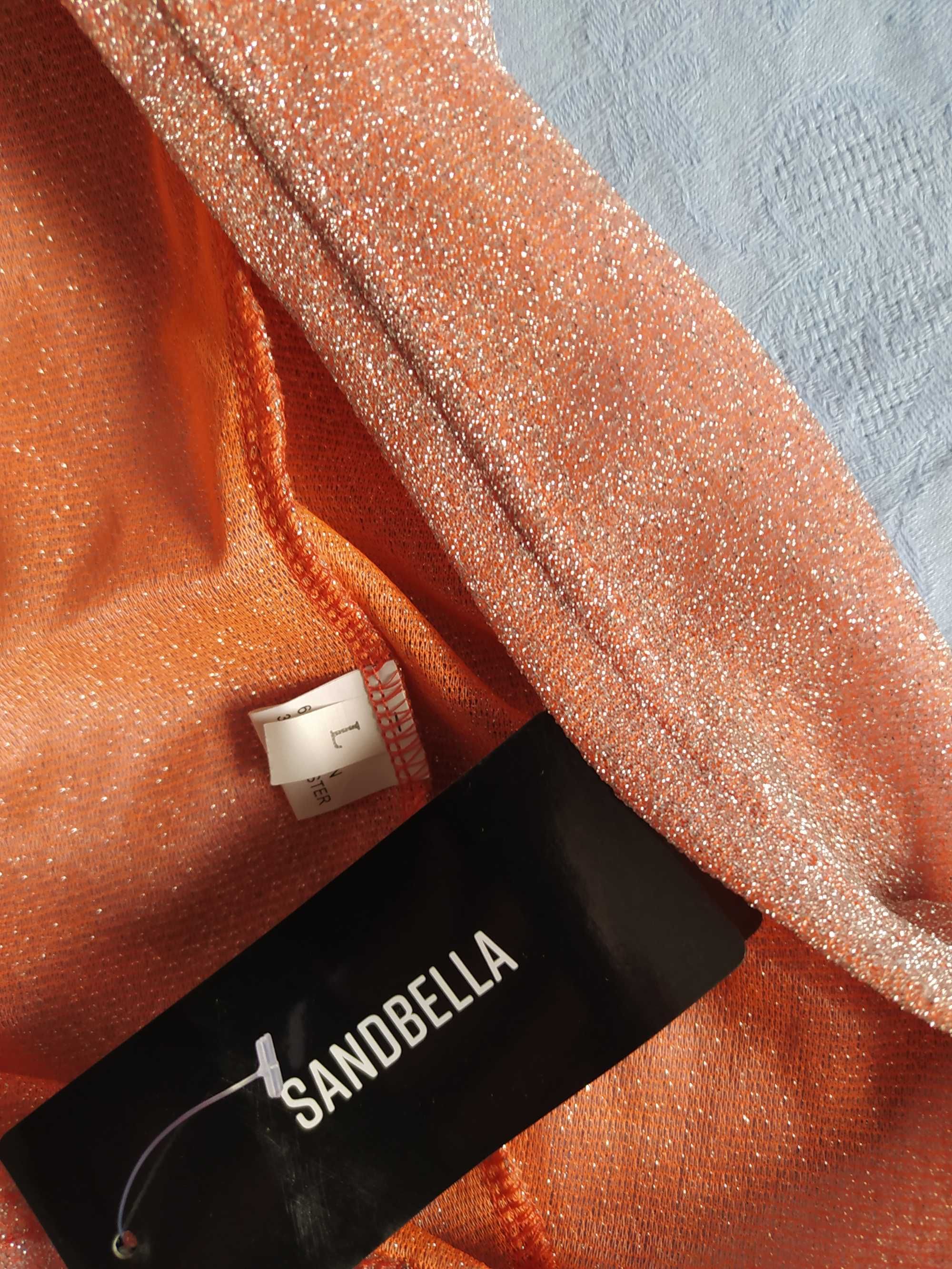 Sukienka transparentna Sandbella r.M/L  mieniąca brokatowa kombinezon