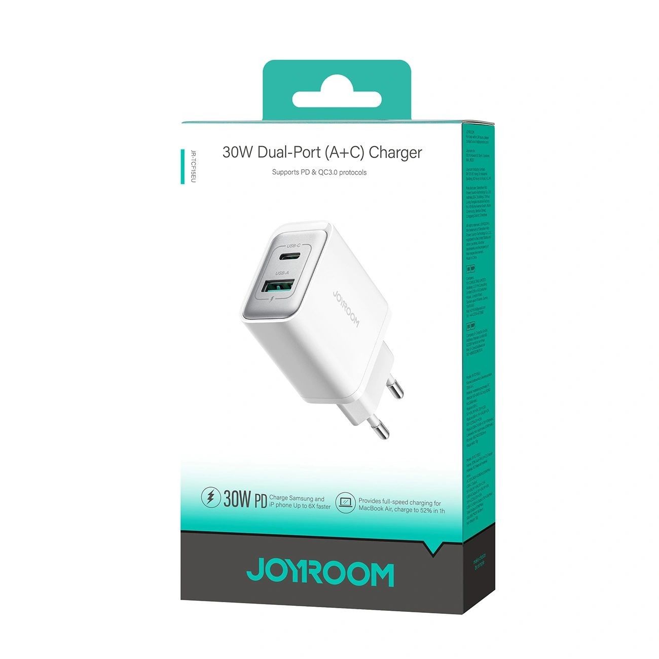 Szybka ładowarka sieciowa USB + USB Typ C 30W PD QC 3.0 Joyroom