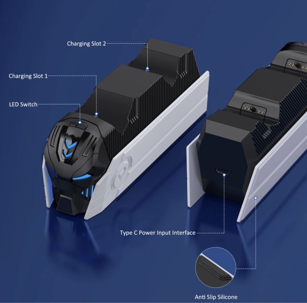 Зарядка для джойстика FC500 PS5 Beboncool Док Станція DualSense з LED