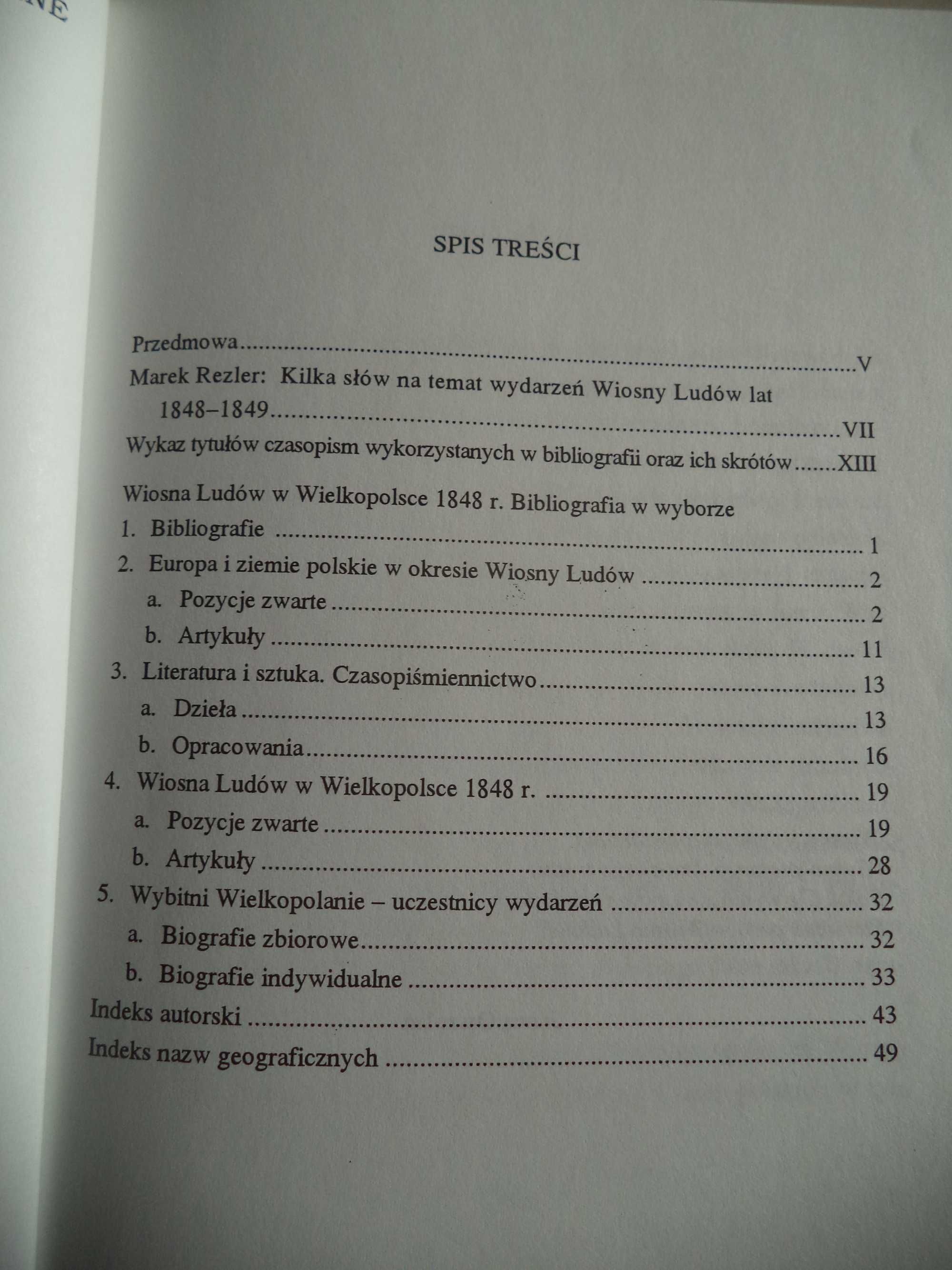 Wiosna Ludów w Wielkopolsce 1848 r Bibliografia w wyborze