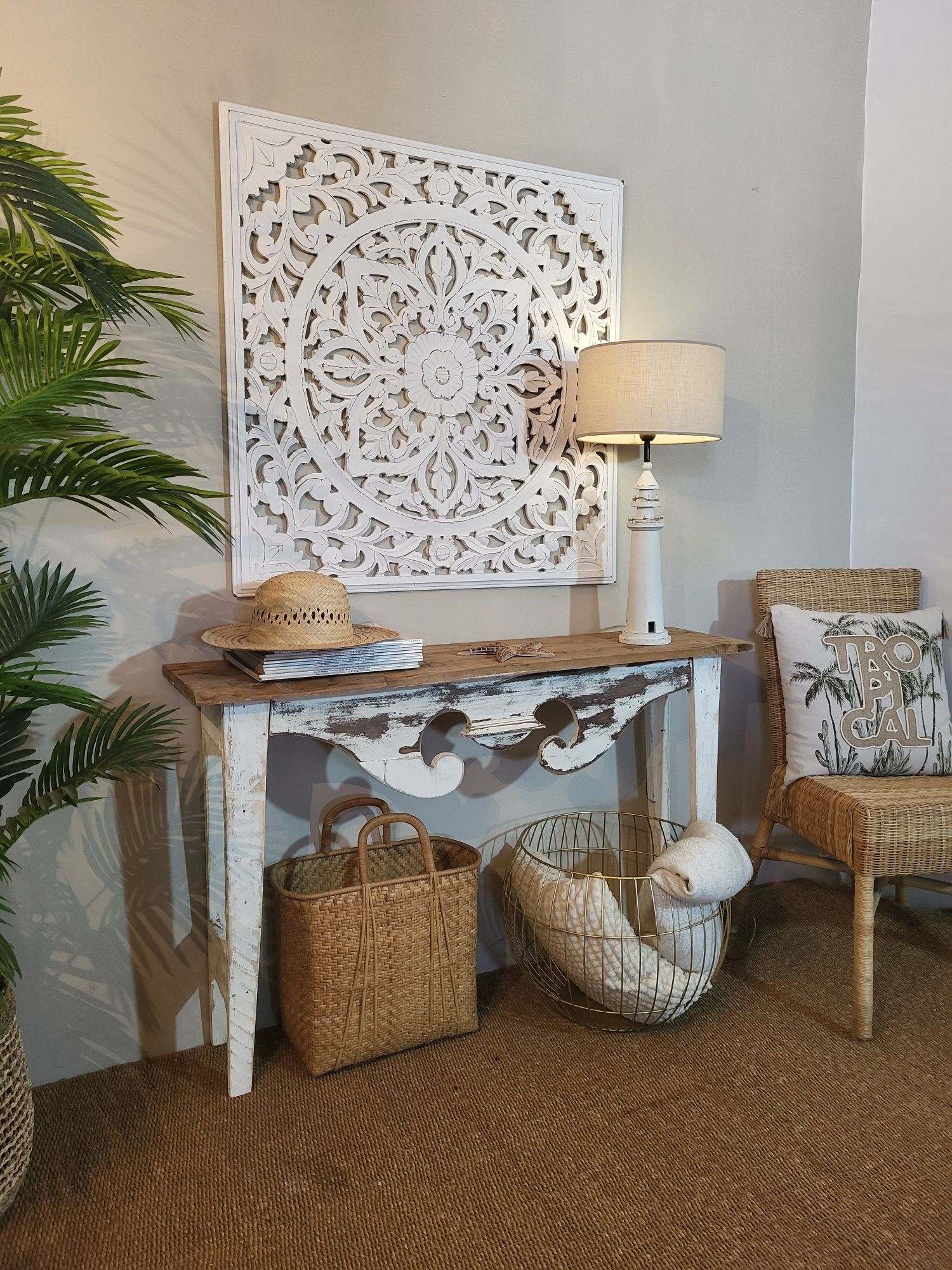 aparador, mesa, consola, decoracao, rustico