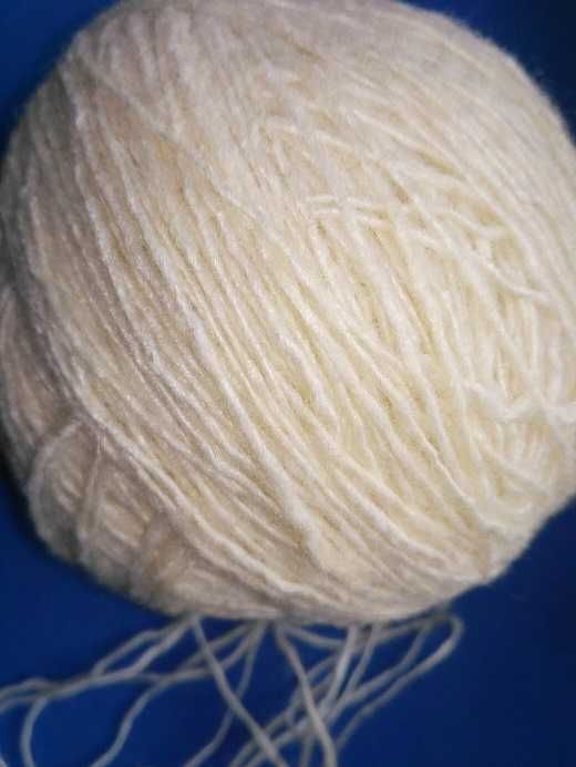 детская шапка шарф белая натуральная овечья  шерсть