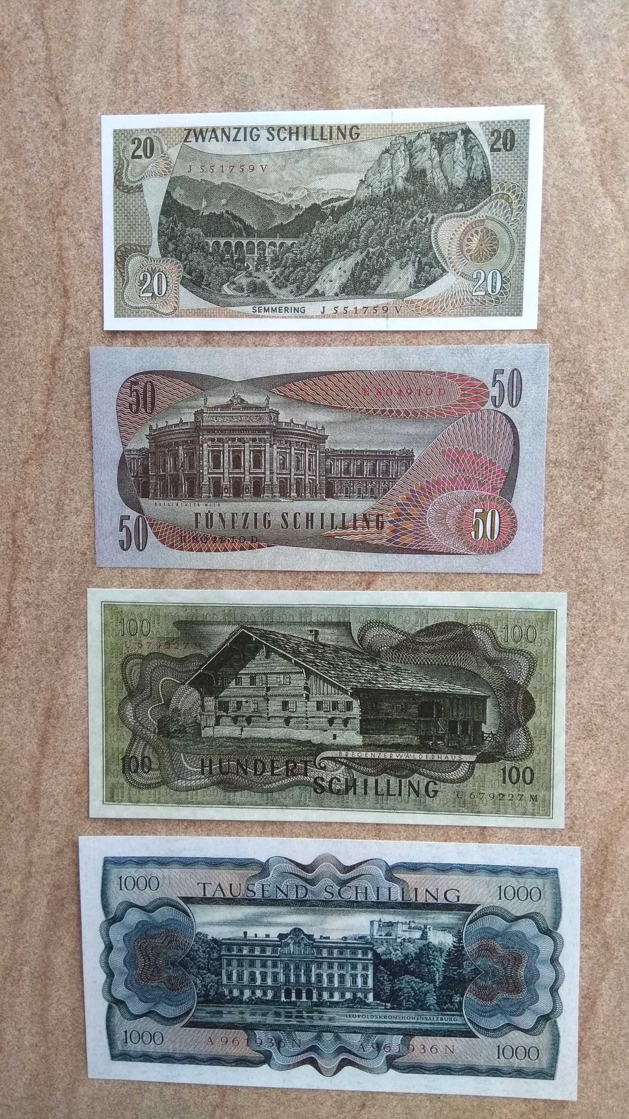 nowe piękne kopie banknoty szylingi Austria UNC
