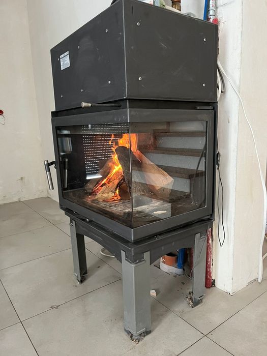 Kominek z płaszczem wodnym 15kw Zuzia Kratki narożny prawy