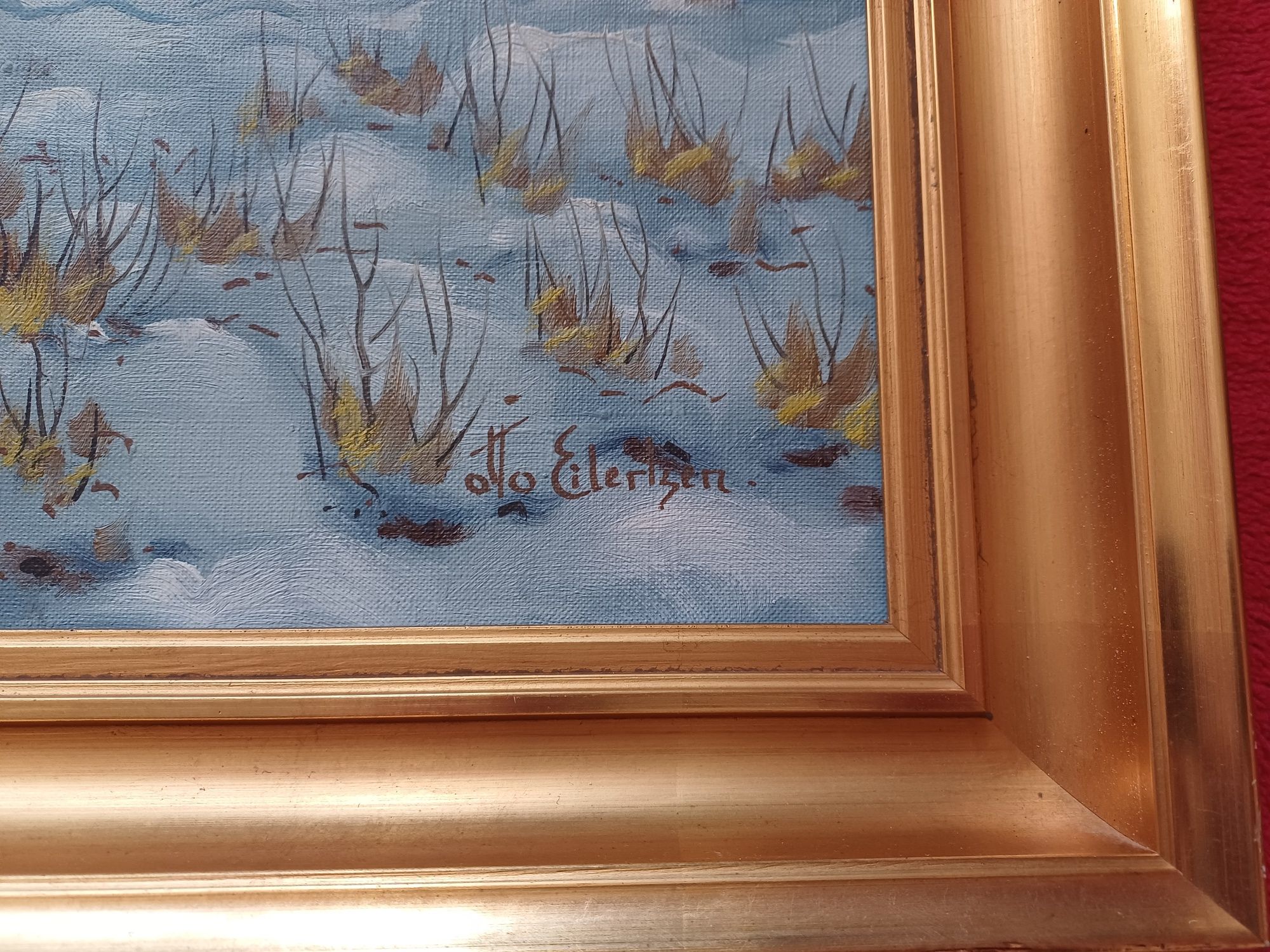 Stary obraz na płótnie,, Zima" Otto Eilertsen