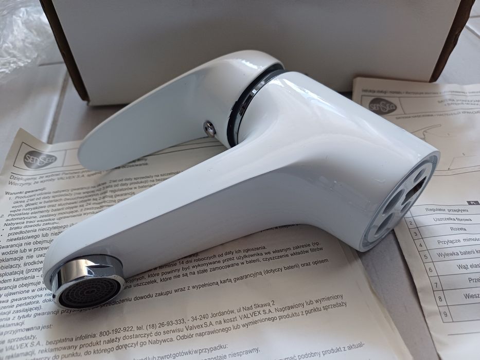 Bateria jednouchwytowa, kran biał do łazienki, NOWY