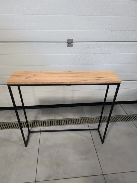 Konsola, loft, dąb Craft zloty, profile czarne, nowoczesna