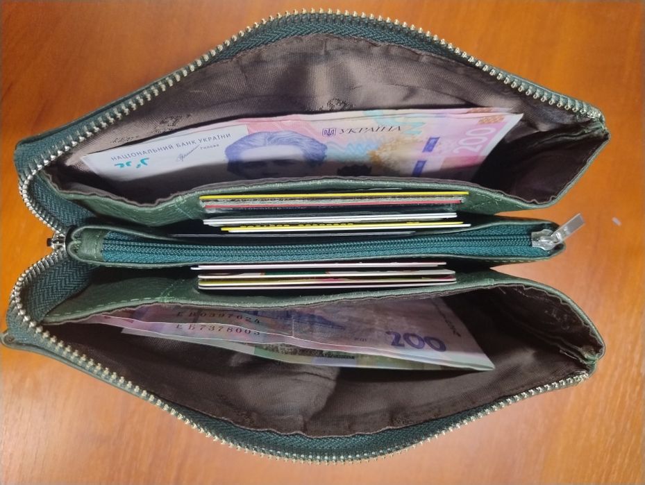 Гаманець клатч шкіряний зелений