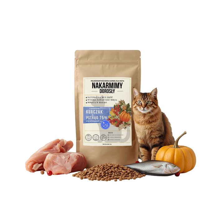 Karma sucha Kot Dorosły NAKARMIMY – Kurczak i Pstrąg 4.5kg