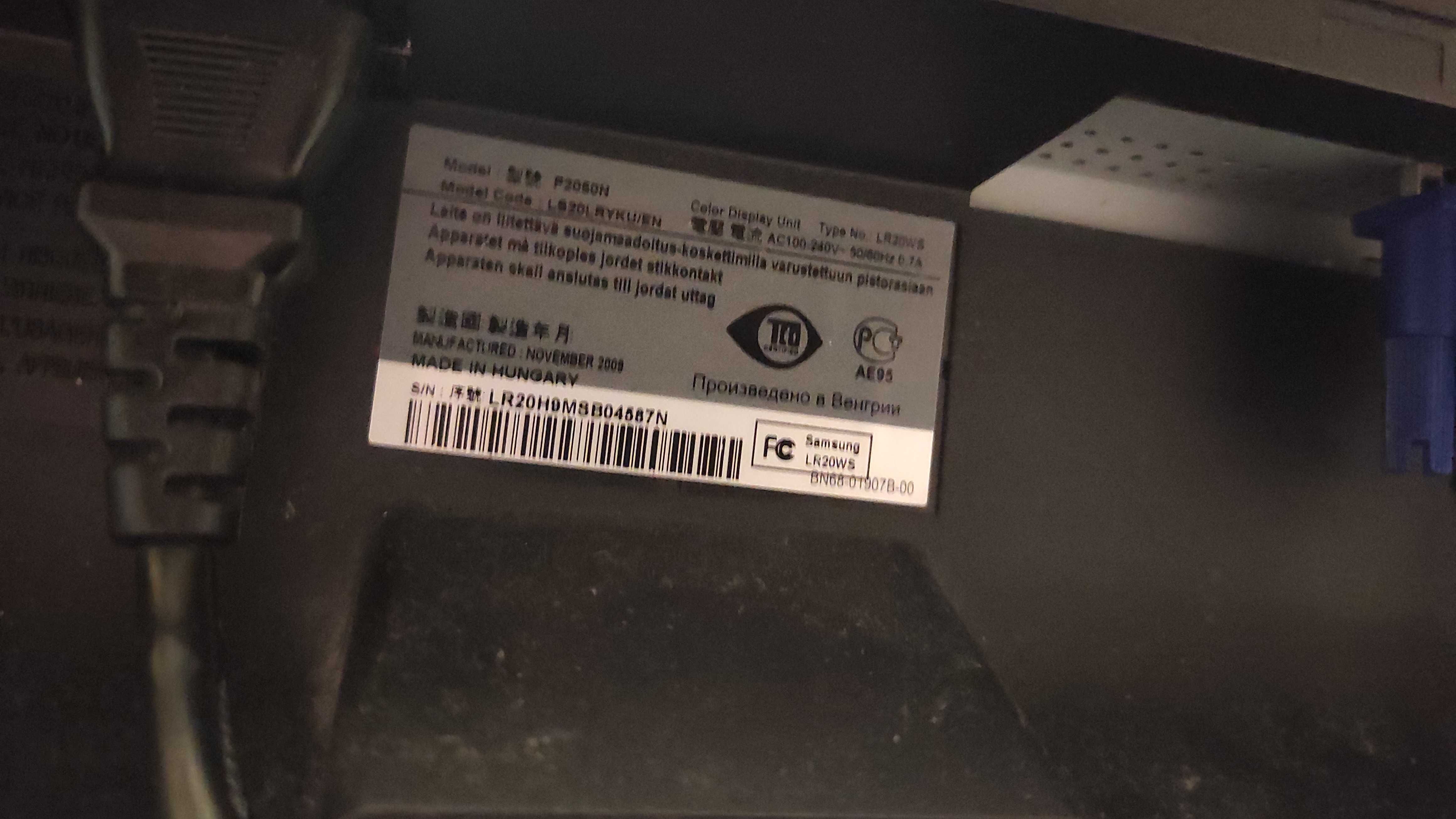 Monitor SAMSUNG SyncMaster P2050 - 20 cali