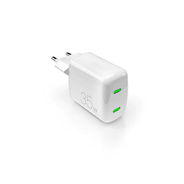Ładowarka sieciowa Puro MiniPro 35W GaN 2xUSB-C - biała