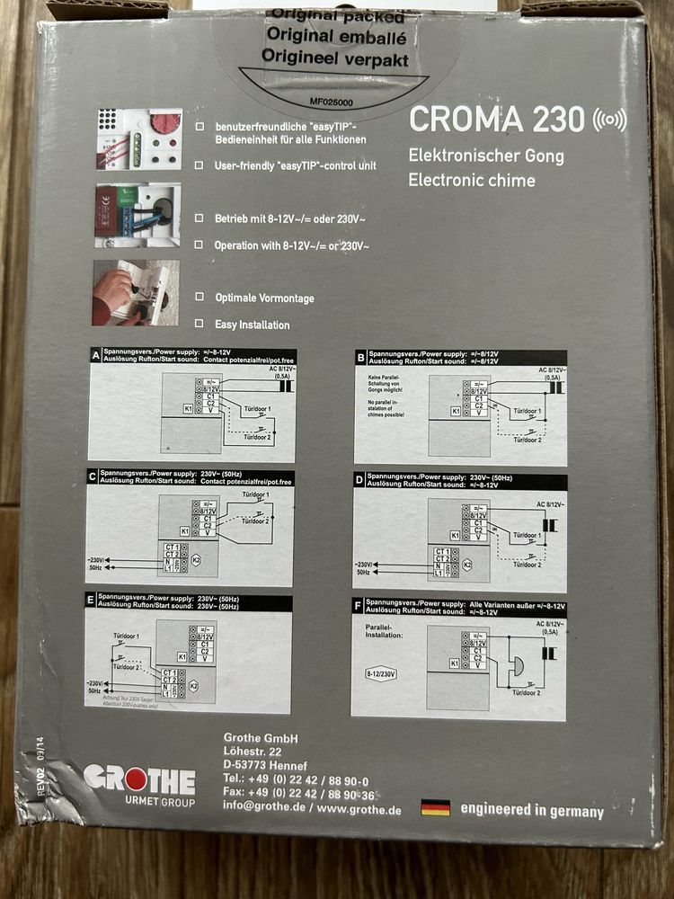 Dzwonek Grothe 43175 Croma 230a, 86 dBA, Melodie : 17