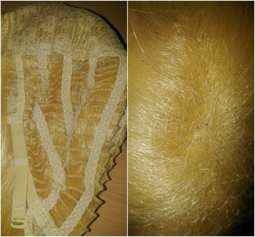 Blond żółta peruka z grzywką dłuższym tyłem cosplay wig