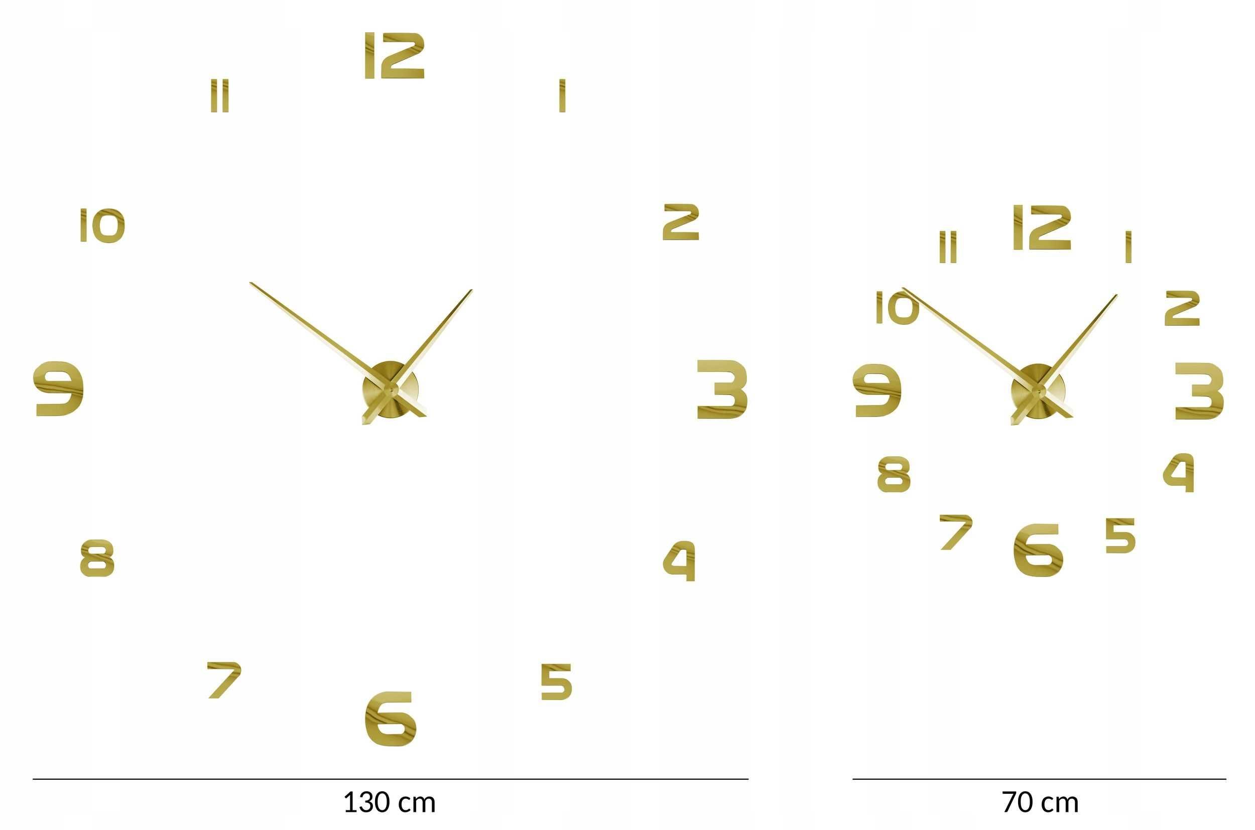 Nowoczesny zegar ścienny 3D naklejany DIY 70-130CM