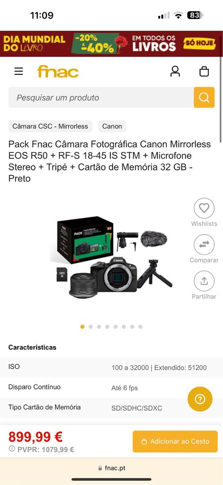 Camera Canon R50 Profissional