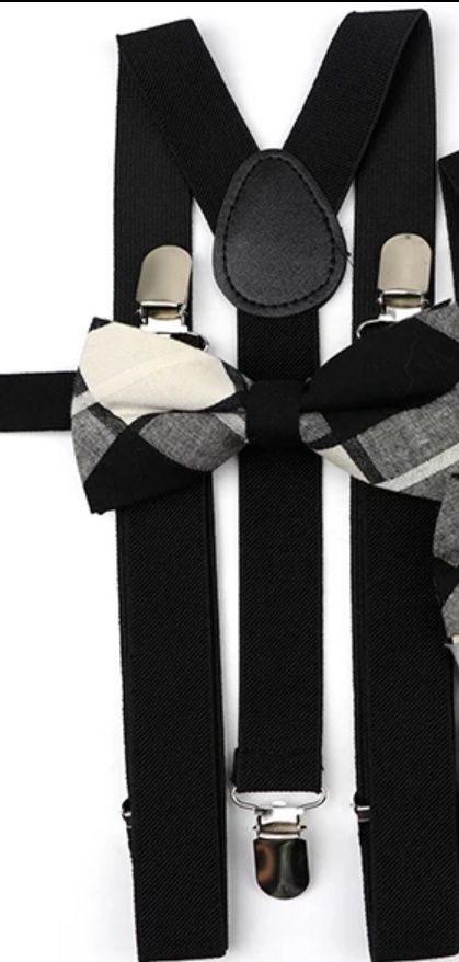 Conjunto suspensórios laço ou gravata novos